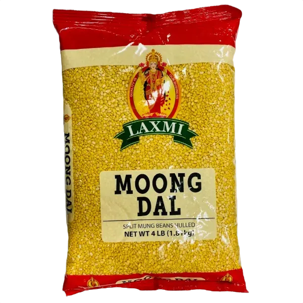 Laxmi moong dal 4 lb bag, premium split mung beans ideal for Indian dals, khichdi, soups, and healthy cooking