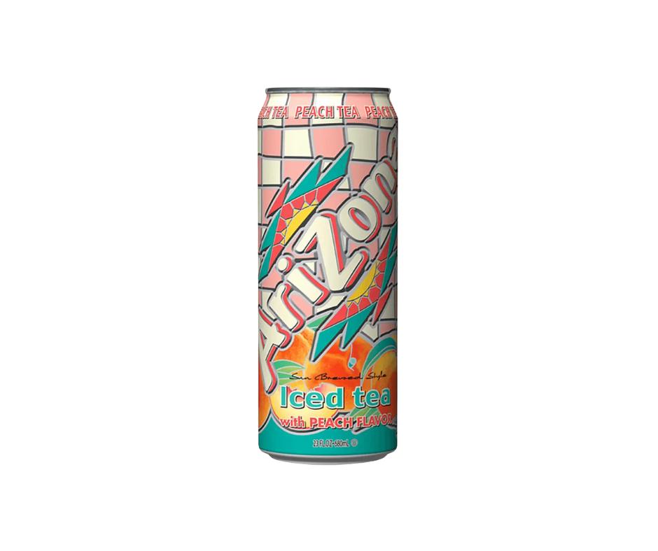 Arizona Peach Ice Tea 680ml can, sweet and refreshing peach-flavored iced tea beverage
