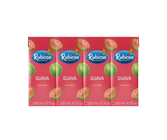 Rubicon Guava Juice 4-pack, 200ml cartons, tropical guava-flavored fruit juice beverage, refreshing and natural
