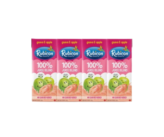 Rubicon Guava & Apple Juice Blend 4-pack, 200ml cartons, tropical guava and apple-flavored fruit juice beverage, refreshing and natural
