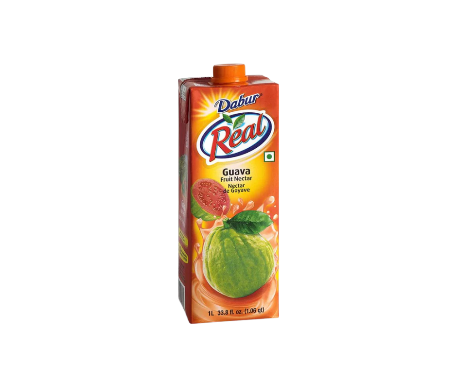 Dabur Real Guava Juice 1L carton, tropical guava-flavored fruit juice beverage, refreshing and natural
