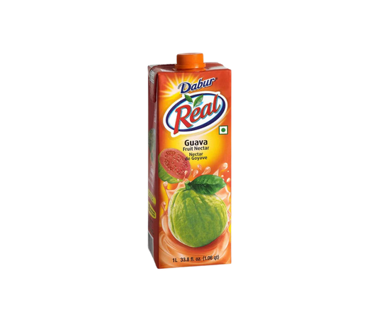 Dabur Real Guava Juice 1L carton, tropical guava-flavored fruit juice beverage, refreshing and natural
