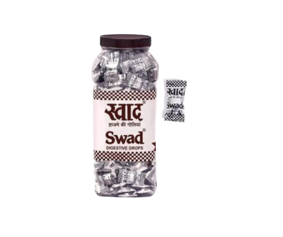 Swad Candy 200g pack, assorted traditional Indian sugar candies, colorful and sweet treat for all ages (101 characters)
