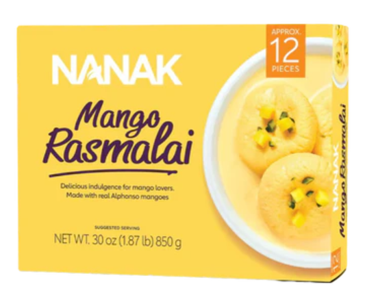 Nanak Mango Rasmalai 12pcs tray chilled Indian dessert