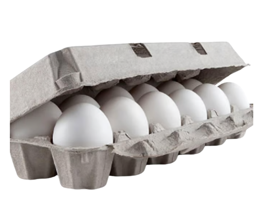 Carton of 12 fresh chicken eggs for cooking, baking, and everyday meals