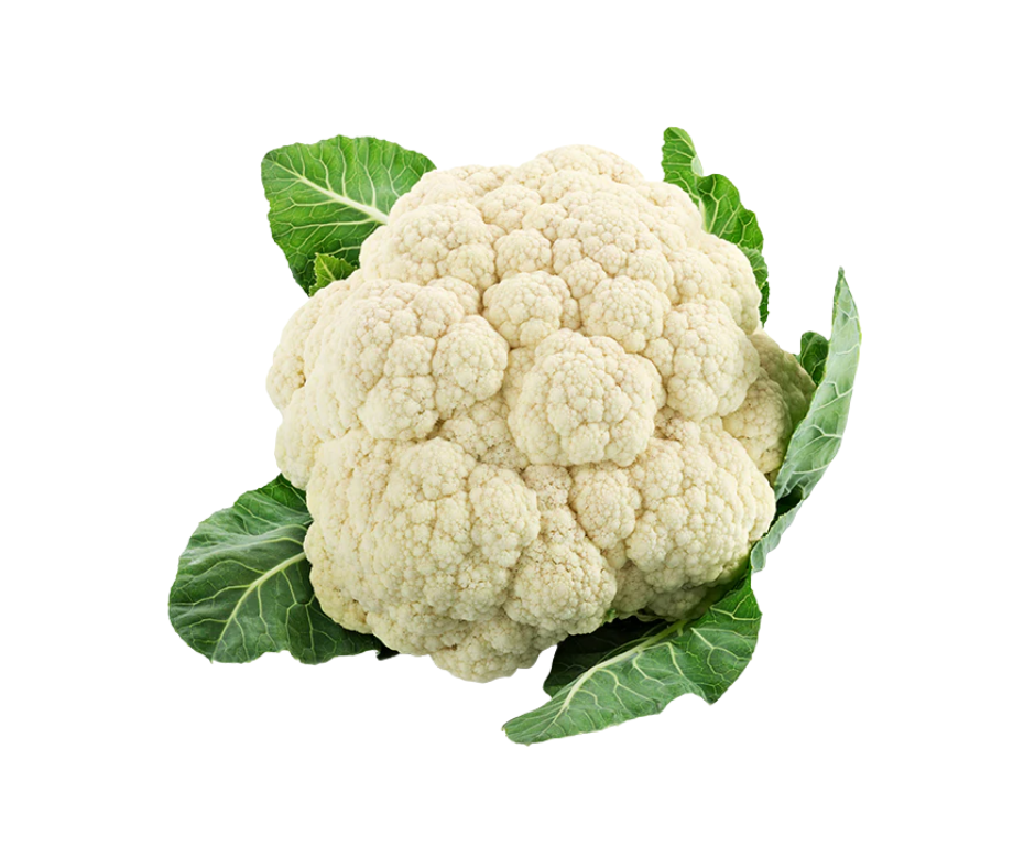 Fresh cauliflower vegetable with white florets and green leaves, suitable for cooking and healthy meals
