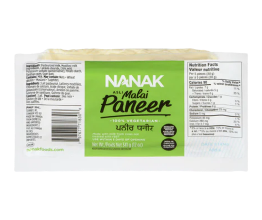 Nanak Malai Paneer 340 g fresh creamy Indian cottage cheese for curries, sabzis, tandoori, and everyday vegetarian dishes