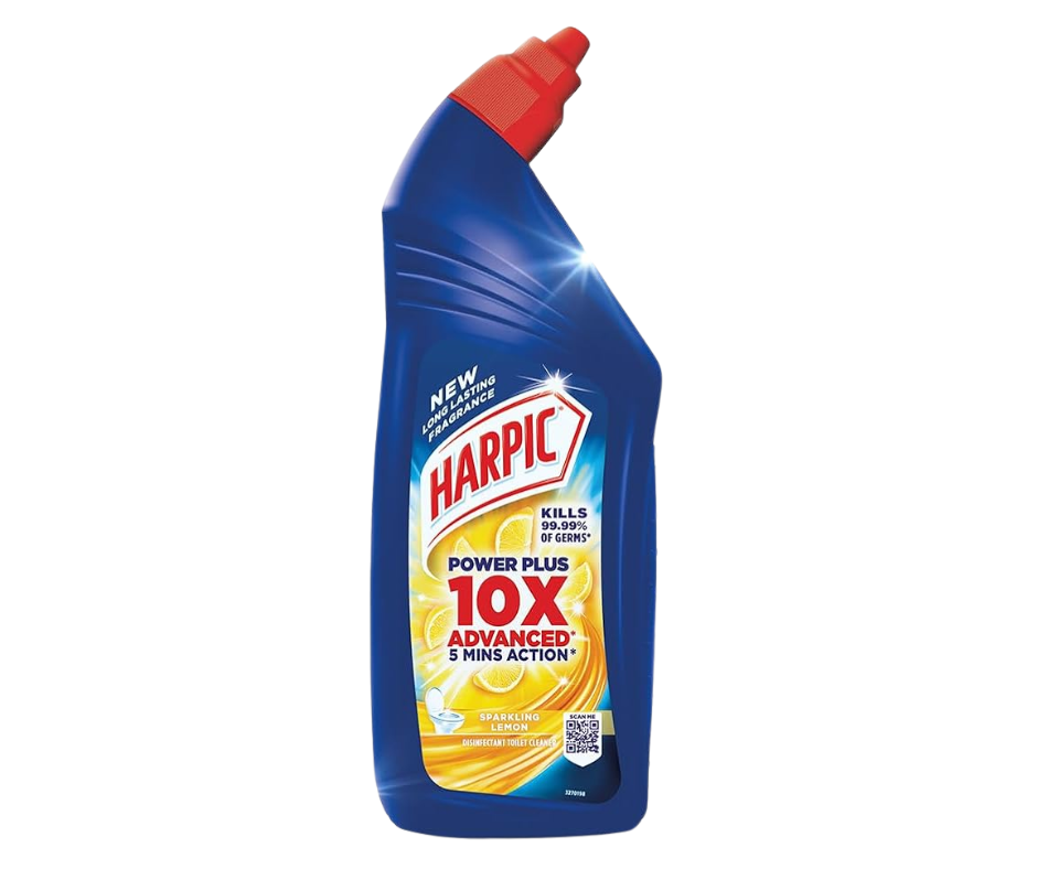Harpic Power Plus Lemon Liquid Toilet Cleaner 500ml for deep toilet cleaning and germ removal