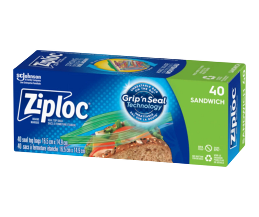 Ziploc Sandwich Bags 40 Count with Grip 'n Seal Technology for secure and fresh food storage