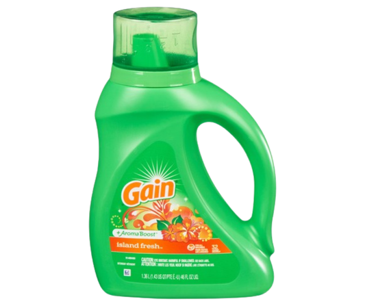 Gain Island Fresh Liquid Laundry Detergent 1.36L for powerful stain removal and fresh everyday laundry
