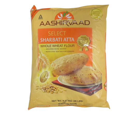 Aashirvaad Select Sharbati Atta Whole Wheat Flour 20 lbs package