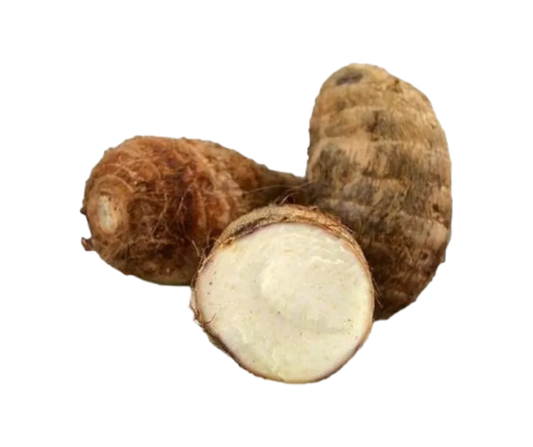 Fresh eddoes (Taro Roots), small brown starchy root vegetables, commonly used in Indian and global cooking for curries, boiling, and healthy recipes
