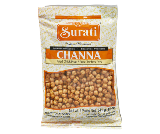 Surati Chana 341g - Crunchy roasted chickpeas, a savory and protein-rich Indian snack
