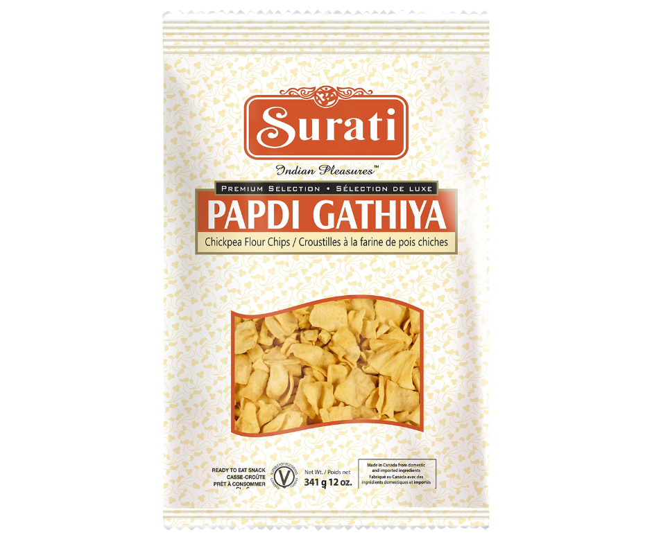 Surati Papdi Gathiya 341g - Crispy and savory Indian snack made from gram flour, perfect for munching
