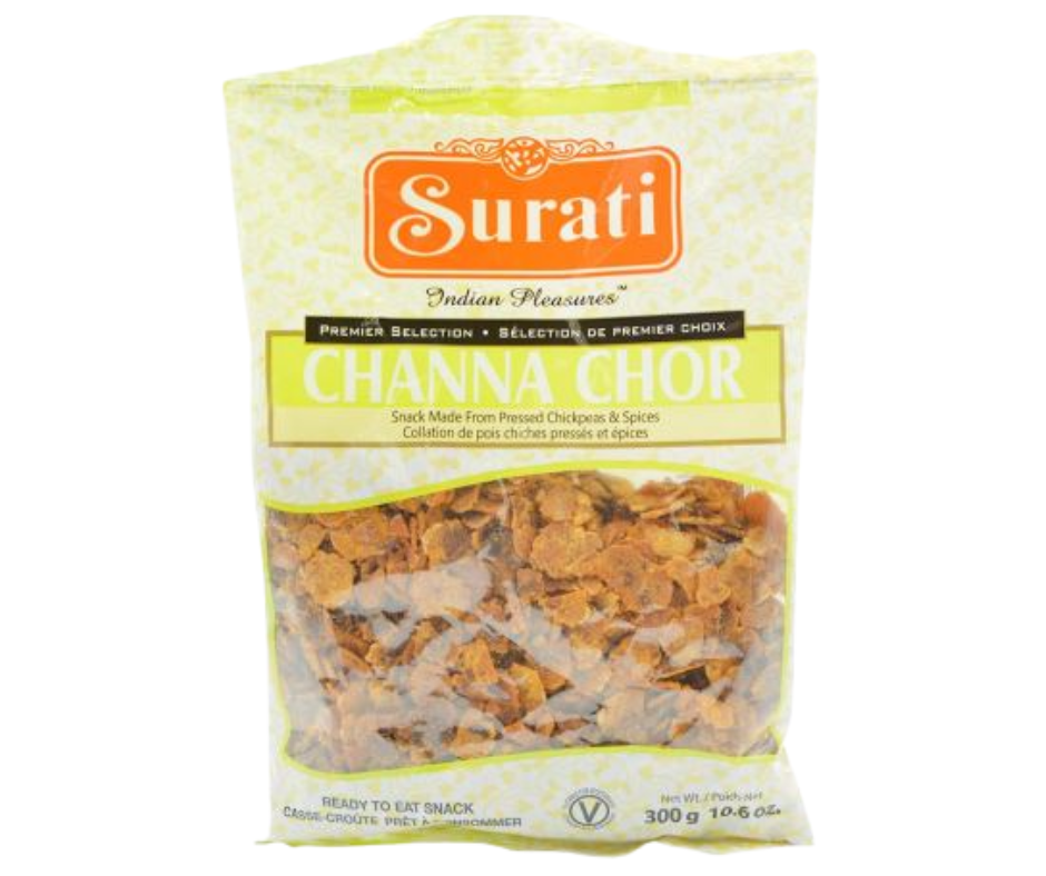 Surati Chana Chor 300g - Spicy and crunchy roasted chickpeas, a popular Indian snack
