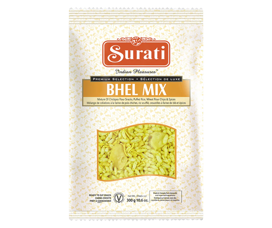 Surati Bhel Mix Plain 300g - Crunchy Indian snack mix with puffed rice and savory spices
