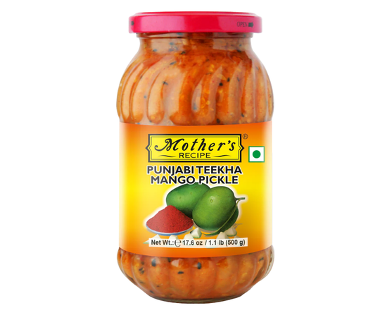 Mother's Punjabi Teekha Mango Pickle 500 g spicy Indian hot mango pickle in mustard oil