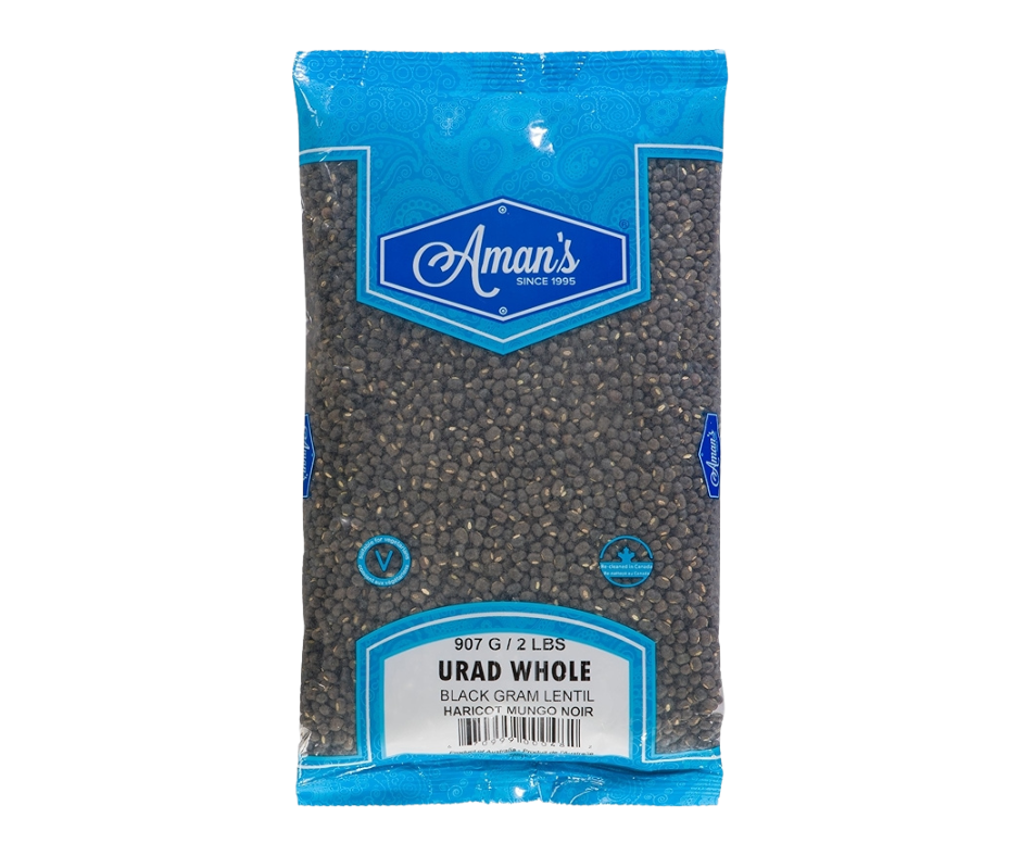 Aman's Urad Whole 2 lbs bag, whole black gram lentils for traditional Indian dal, curries, and everyday home cooking