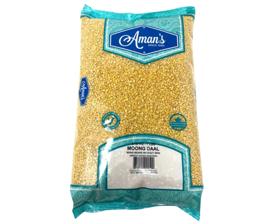 Aman’s Moong Split yellow mung beans, protein-rich Indian lentils ideal for dals, soups, and healthy everyday cooking